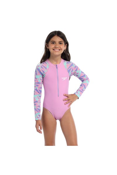 Vestido De Baño Manga Larga Fractal Boom Junior Femenino