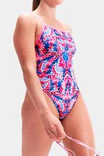 Vestido de Baño Placement Digital V-Back Rosado Mujer