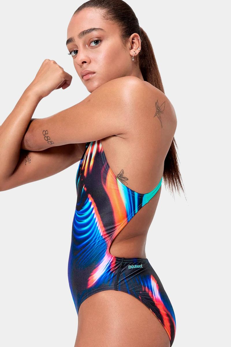 Vestido de Baño Leaderback Allover Digital Negro Mujer