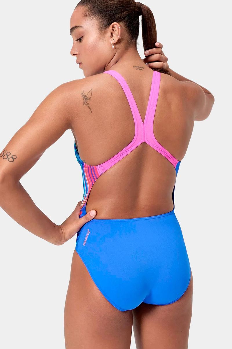 Vestido de Baño Placement Digital Powerback Azul Mujer