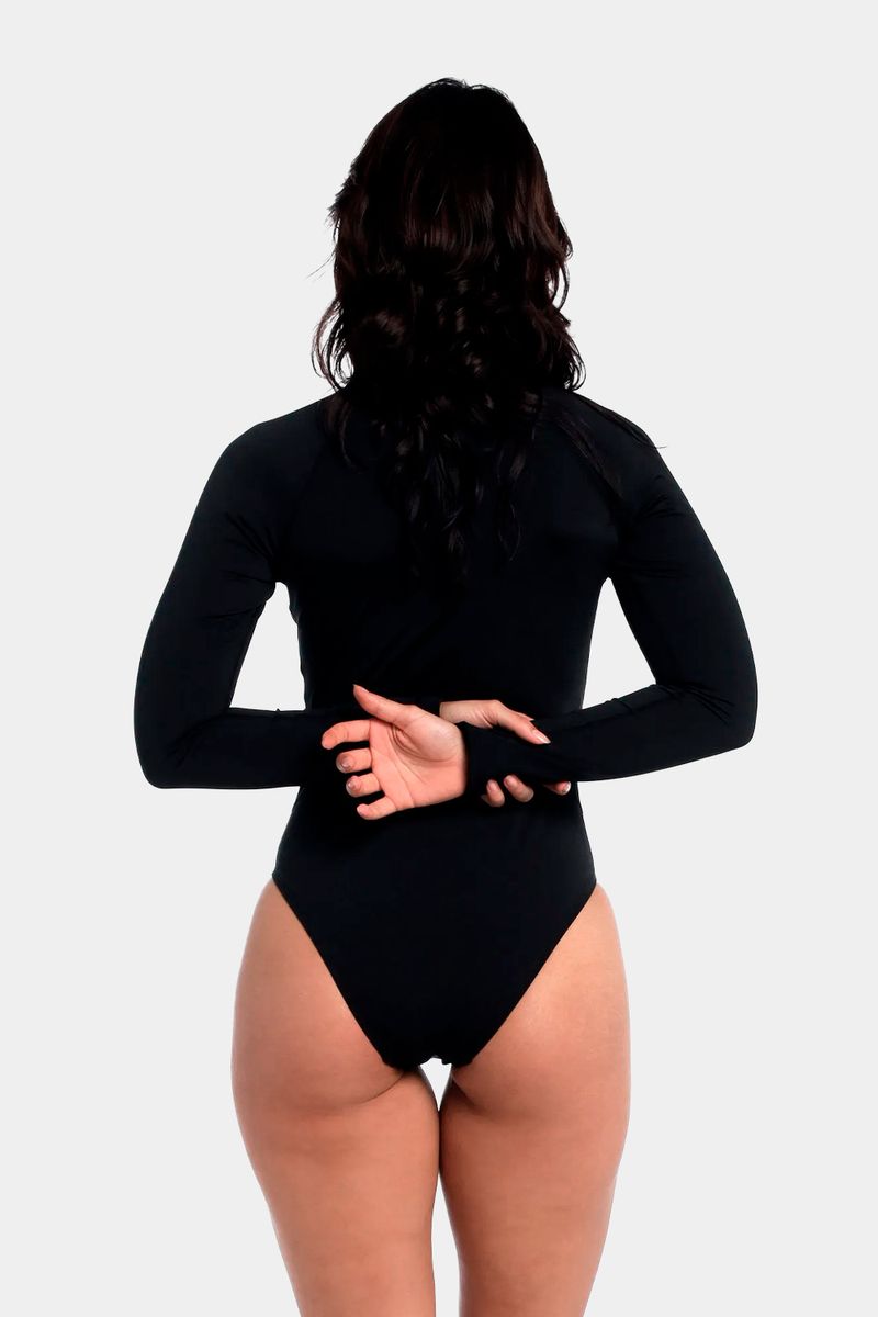 Vestido De Baño Manga Larga Essential Negro Mujer