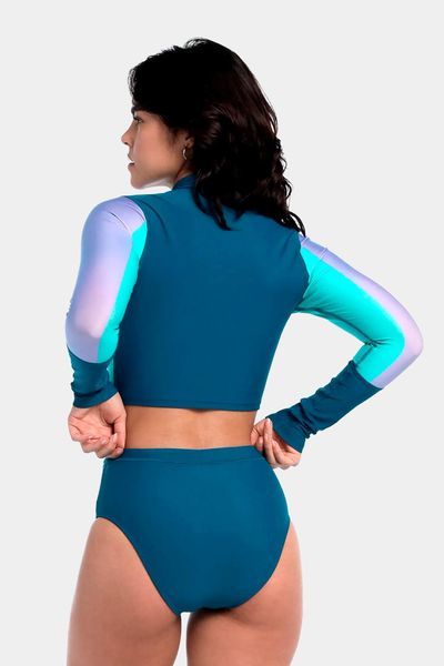 Crop Top Manga Larga Sunshine Huli Dark Teal Mujer