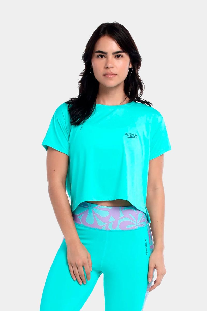 Camiseta Crop Top Oversize Huli Artic Verde Mujer