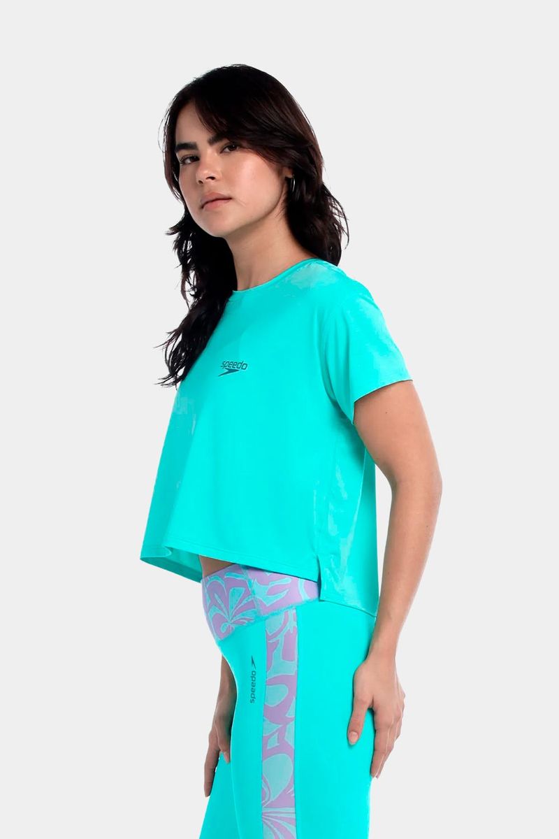 Camiseta Crop Top Oversize Huli Artic Verde Mujer