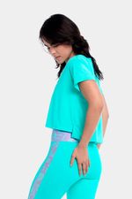 Camiseta Crop Top Oversize Huli Artic Verde Mujer