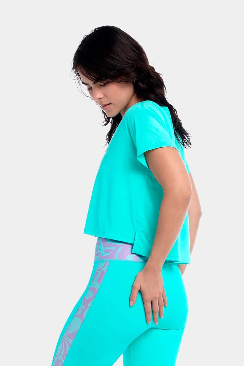 Camiseta Crop Top Oversize Huli Artic Verde Mujer