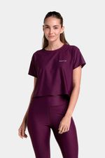 Camiseta Crop Top Oversize Wine Noir Morado Mujer