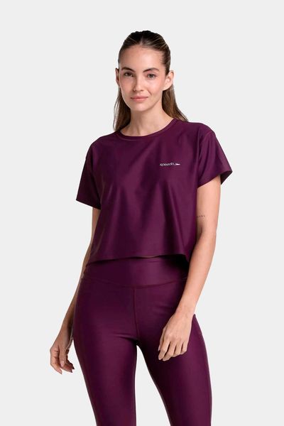 Camiseta Crop Top Oversize Wine Noir Mujer