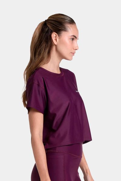 Camiseta Crop Top Oversize Wine Noir Mujer