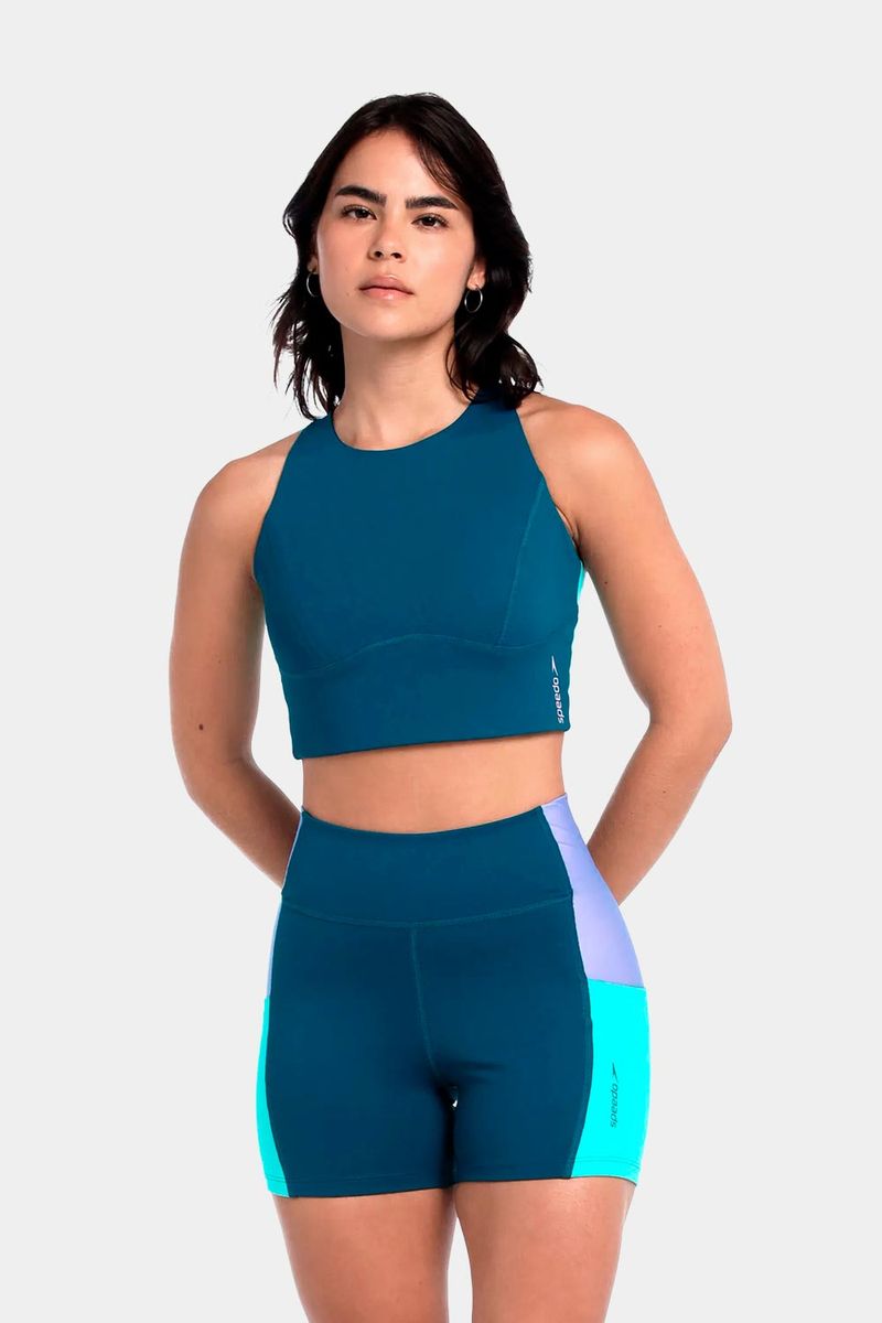 Leggings Corto Huli Dark Teal Verde Mujer