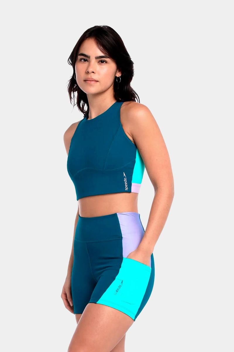 Leggings Corto Huli Dark Teal Verde Mujer