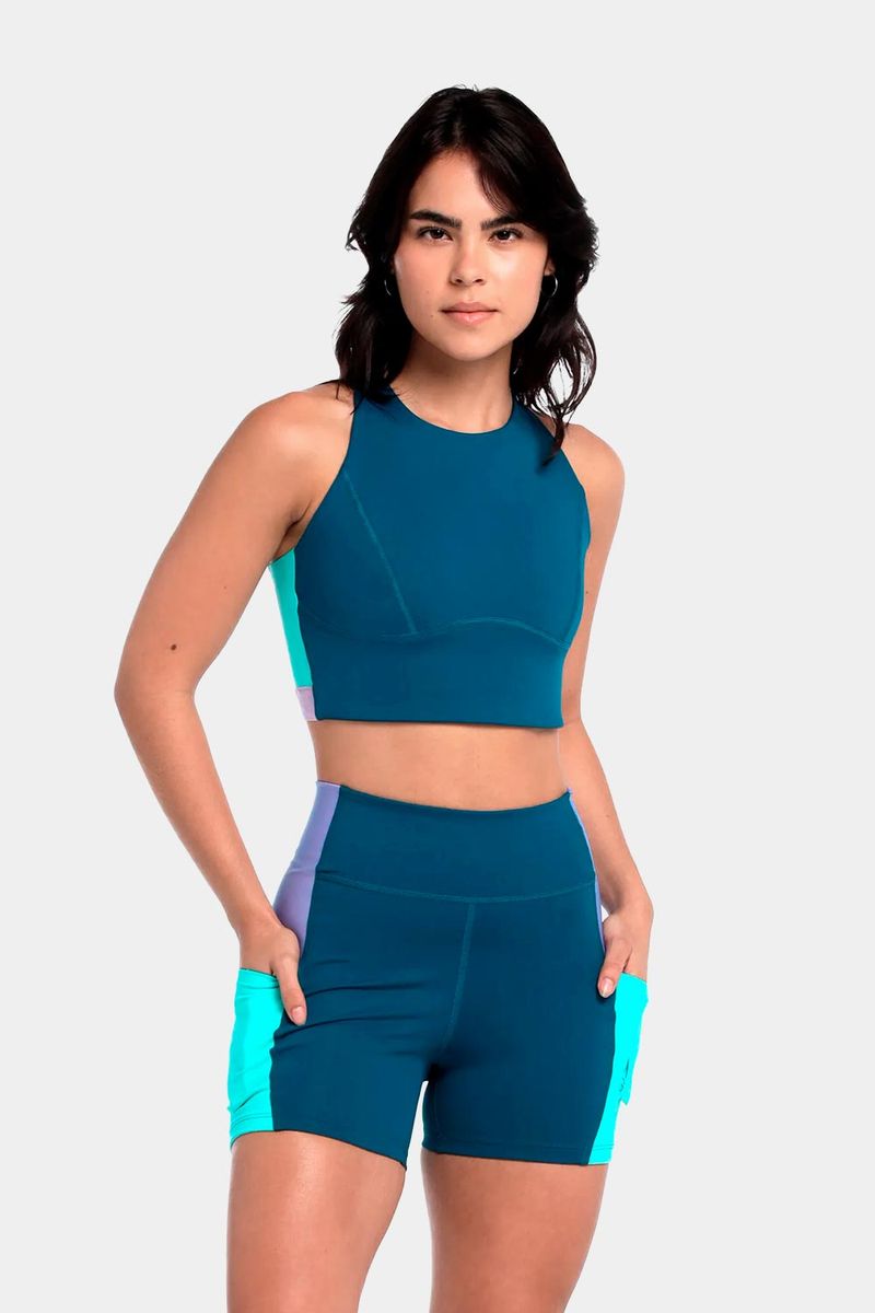 Leggings Corto Huli Dark Teal Verde Mujer