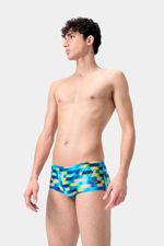Pantaloneta De Baño Brief Allover Digital 14Cm Azul Hombre