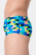 Pantaloneta De Baño Brief Allover Digital 14Cm Azul Hombre