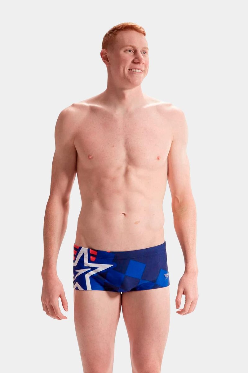 Pantaloneta De Baño Brief Placement Digital 17Cm Azul Hombre