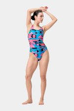 Vestido De Baño Allover Digital Powerback Negro Mujer
