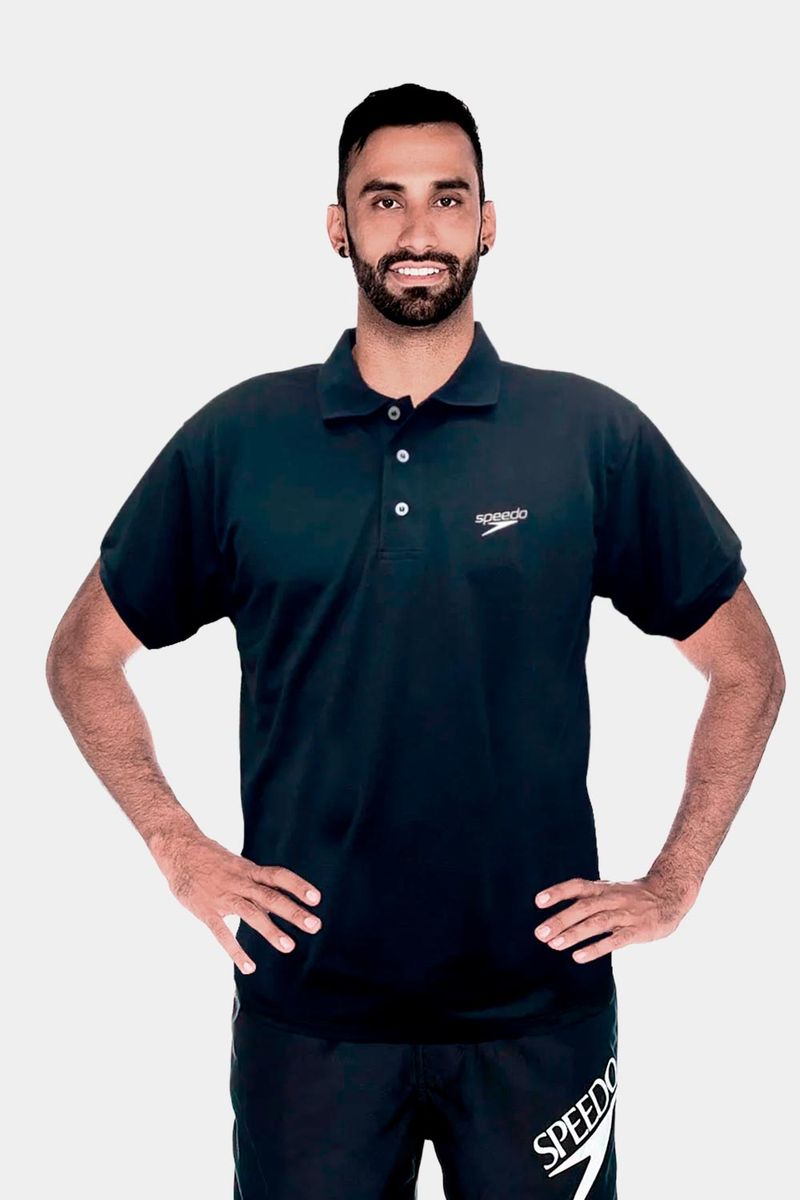 Camiseta Deportiva Tipo Polo Classic Logo Negra Hombre