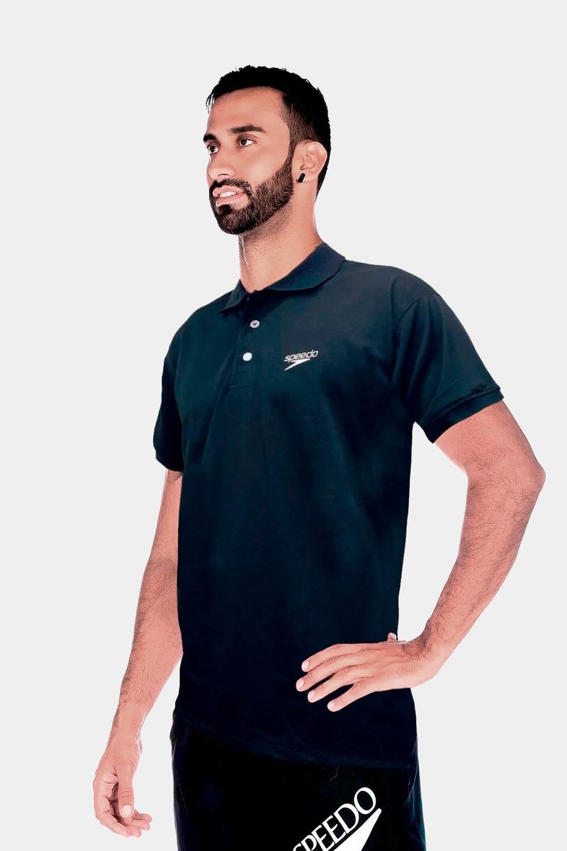 Camiseta Deportiva Tipo Polo Classic Logo Negra Hombre