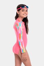 Vestido De Baño Manga Larga Lani Pink Multicolor Junior Femenino