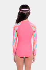 Vestido De Baño Manga Larga Lani Pink Multicolor Junior Femenino