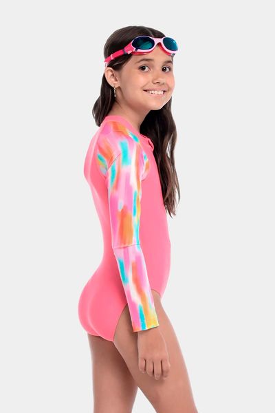 Vestido De Baño Manga Larga Lani Pink Junior Femenino