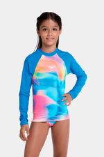 Camiseta Manga Larga Sunshine Ac Rain Azul Junior Femenina