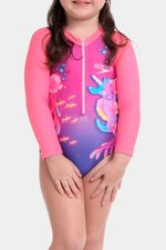 Vestido De Baño Manga Larga Seahorse Rosado Bebe Femenino