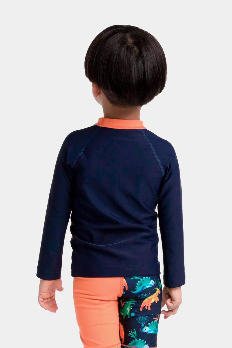 Camiseta Manga Larga Sunshine Dino Dive Squad Azul Bebé Masculino