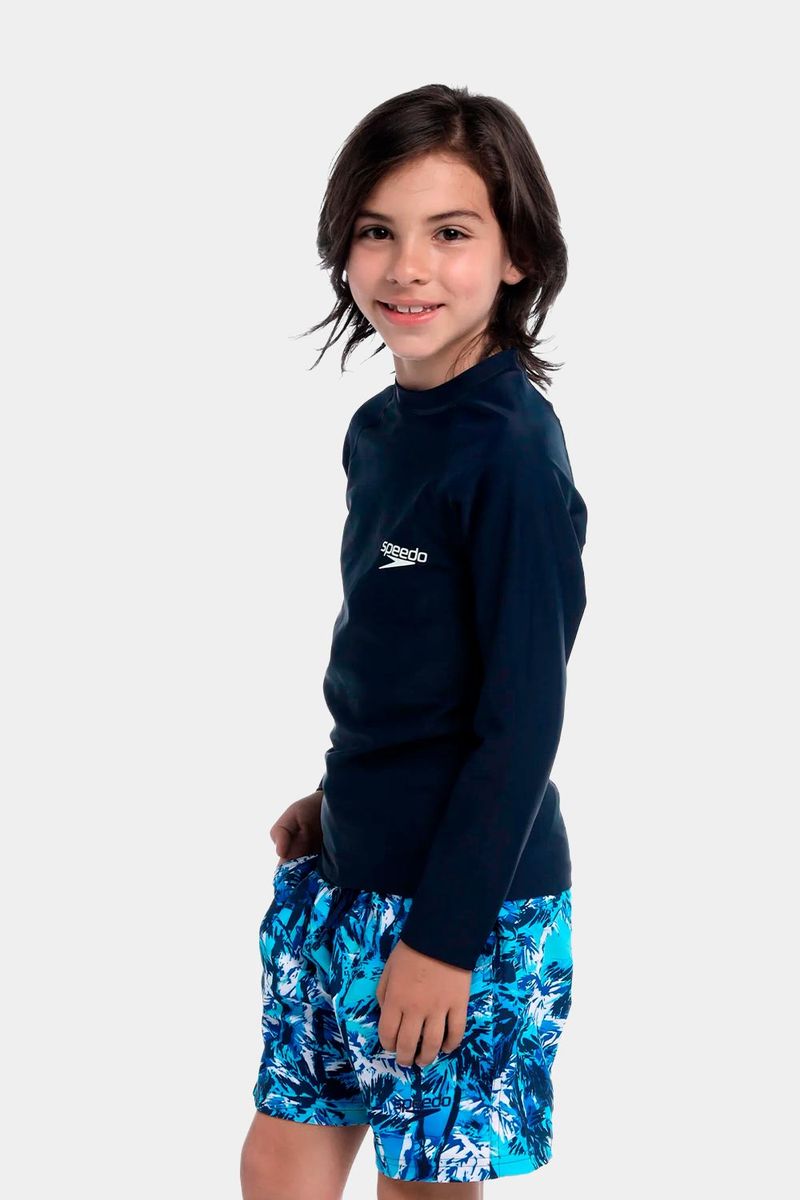 Camiseta Manga Larga Sunshine Firing Wave Junior Azul Marculino