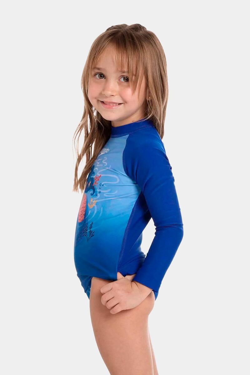 Camiseta Manga Larga Sunshine Mini Mermaid Azul Bebe Femenina