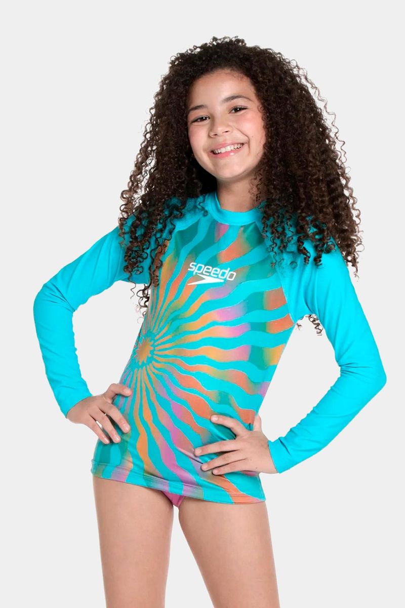 Camiseta Sunshine Manga Larga Sun Ray Azul Junior Femenino