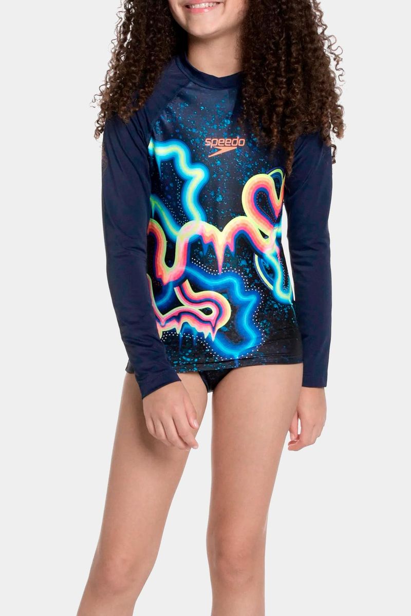 Camiseta Sunshine Manga Larga Rainbow Fantasy Azul Junior Femenino