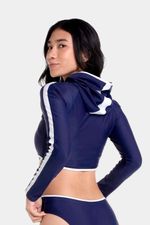 Hoodie Crop Top Peacot Block Jet Azul Mujer