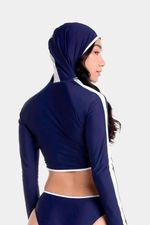 Hoodie Crop Top Peacot Block Jet Azul Mujer