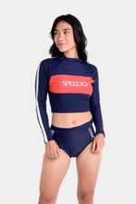 Crop Top Manga Larga Sunshine Navy Block Jet Azul Mujer