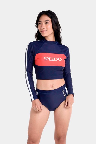 Crop Top Manga Larga Sunshine Navy Block Jet Mujer