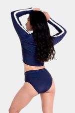 Crop Top Manga Larga Sunshine Navy Block Jet Azul Mujer