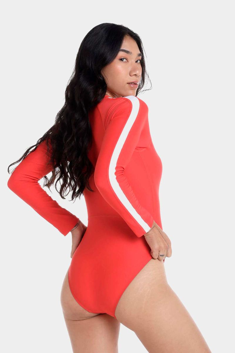 Vestido De Baño Manga Larga Risk Block Jet Rojo Mujer