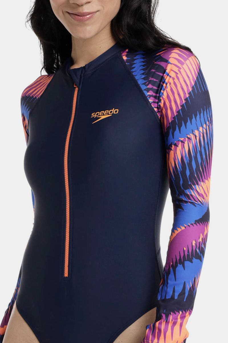 Vestido De Baño Manga Larga Razor Diva Azul Mujer