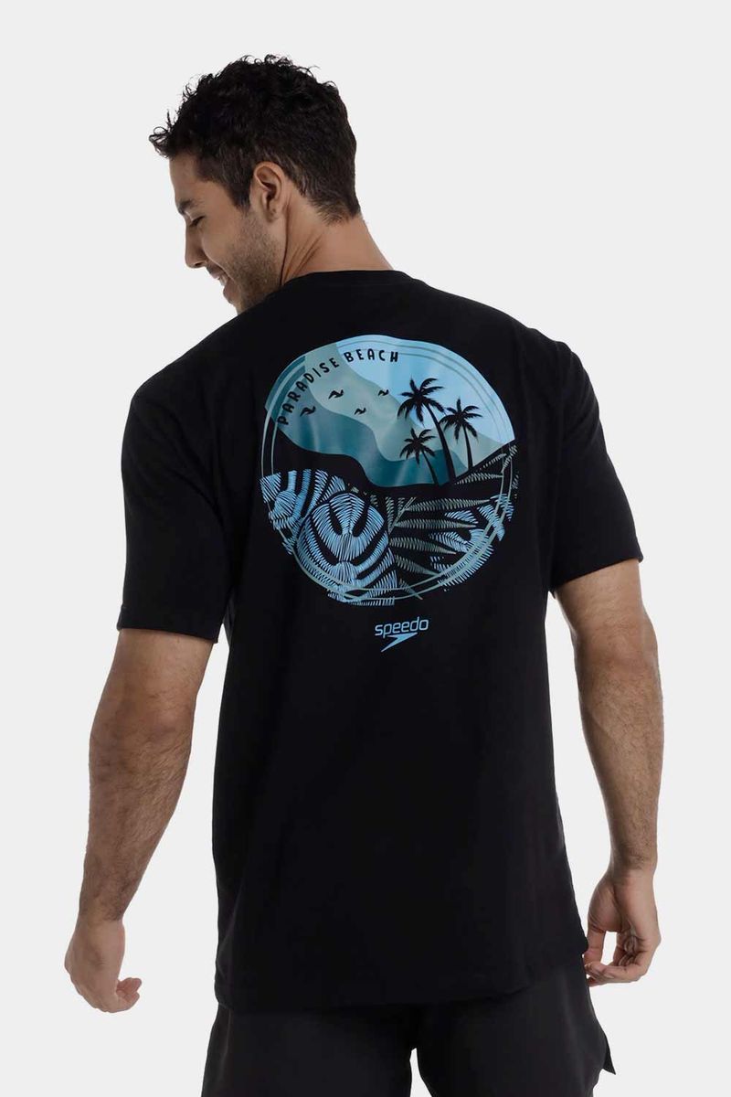 Camiseta Manga Corta Leaf Spring Negro Hombre