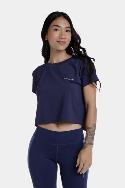 Camiseta Crop Top Oversize Navy Glow Mujer