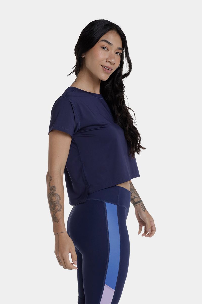 Crop Top Oversize Navy Glow Azul Mujer