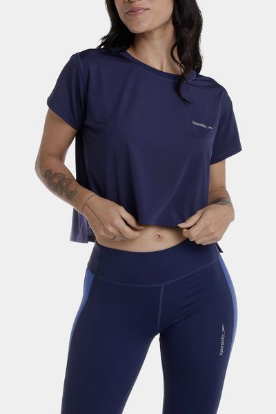 Camiseta Crop Top Oversize Navy Glow Mujer