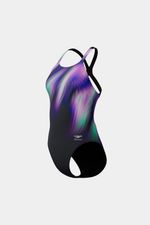 Vestido De Baño Placement Powerback Blurry Glass Negro Mujer