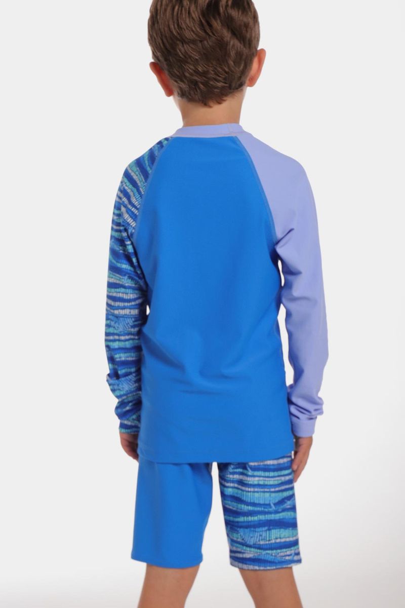 Camiseta Manga Larga Sunshine Hidden Fin Junior Azul Masculino