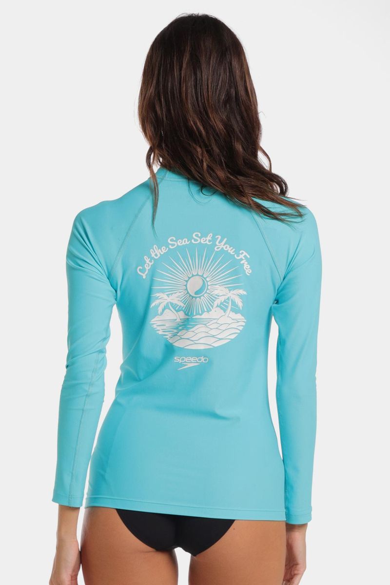 Camiseta Manga Larga Sunshine Let The Sea Verde Mujer