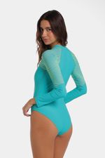 Vestido De Baño Manga Larga Weave Maze Alf Verde Mujer