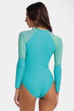 Vestido De Baño Manga Larga Weave Maze Alf Verde Mujer
