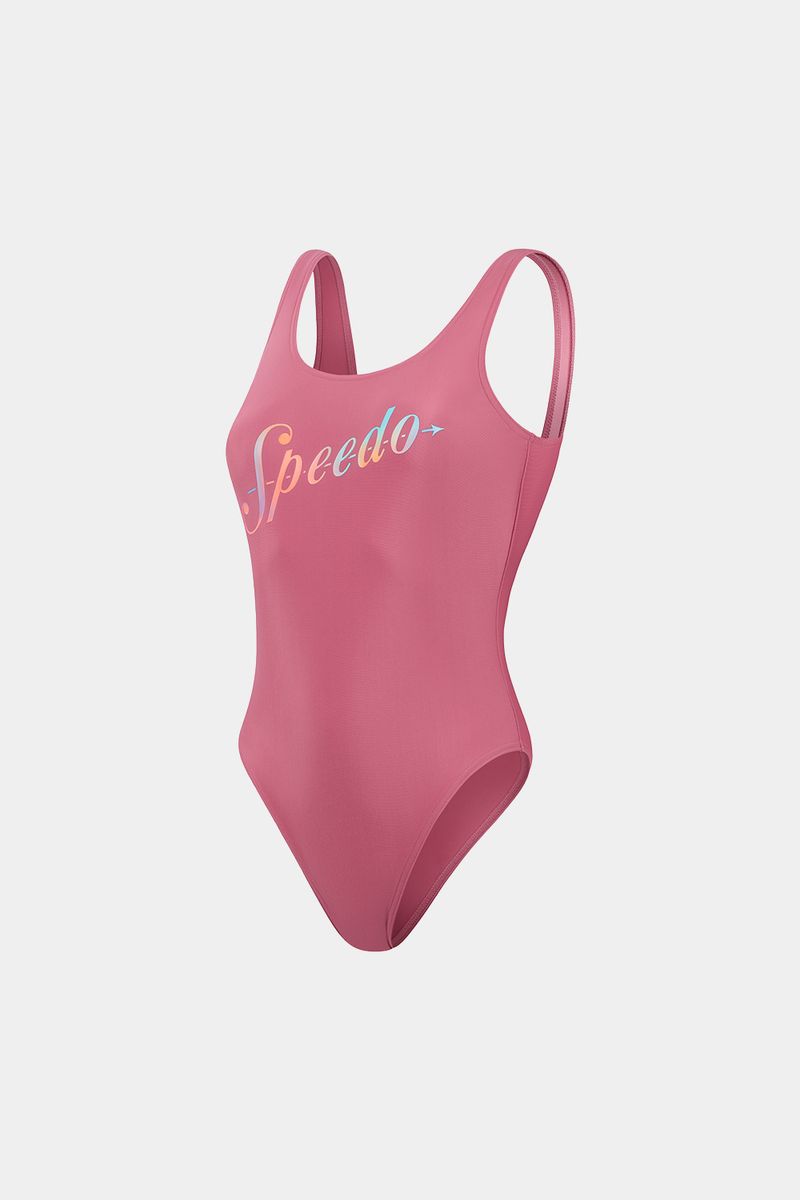 Vestido De Baño U-Back Logo Deep Coral Mujer