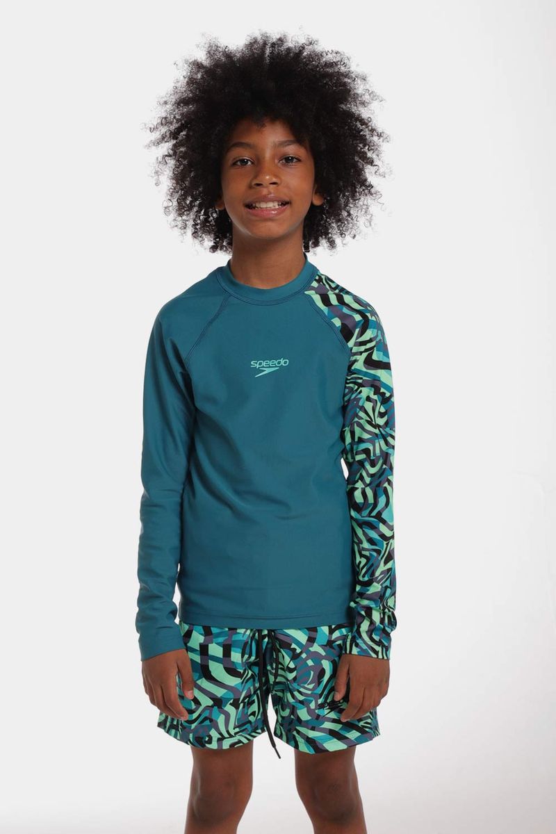 Camiseta Manga Larga Sunshine Mazes-Twirls Junior Verde Masculino